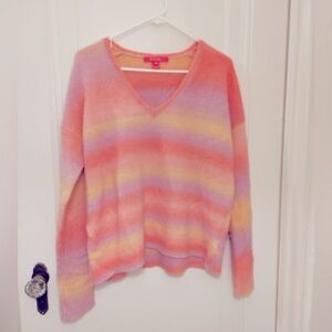 Lily Pulitzer Cashmere Pink Sunset Rainbow Cardigan Sweater
